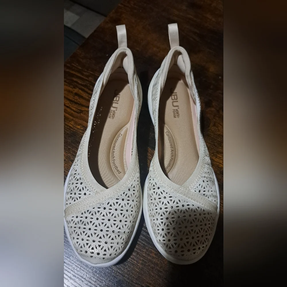 Jambu Emma Shoes Slip On Flats Round Toe Shimmer Cream Womens US 7 - Picture 10 of 11